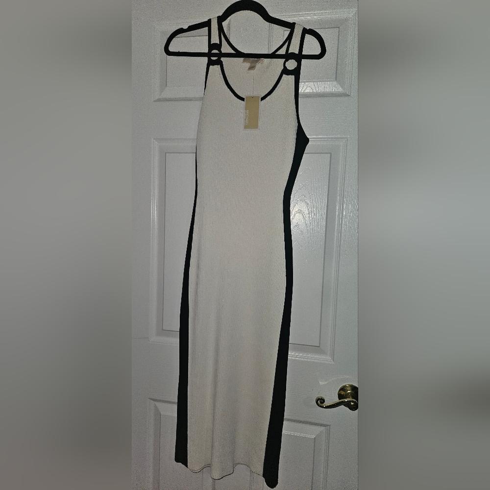 Michael Kors Black and White Midi Dress